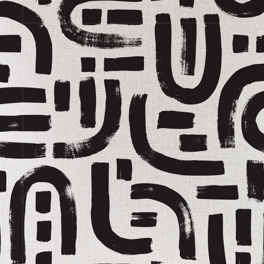 Cushion Cover-With Black Piping-Abstract Black-35cm x 50cm