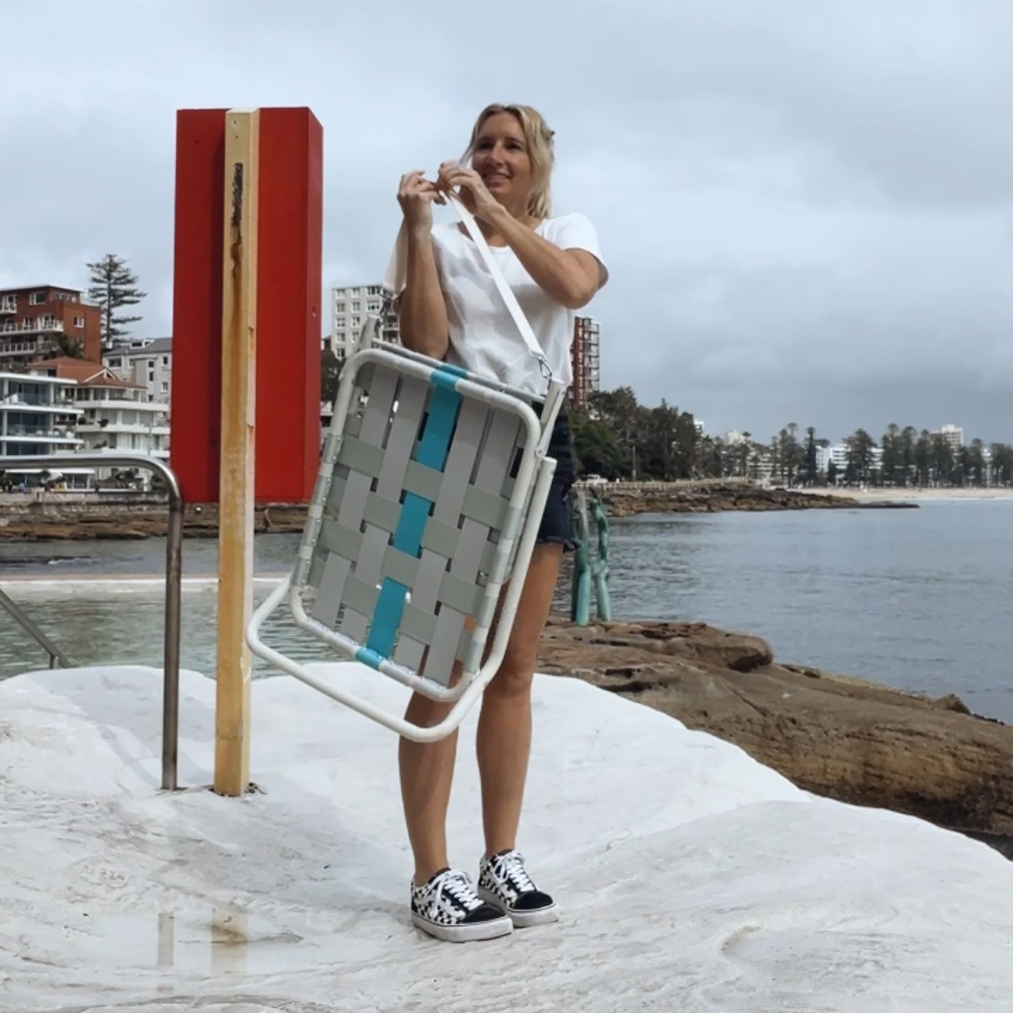 Designer Beach Chair-Blue Grey