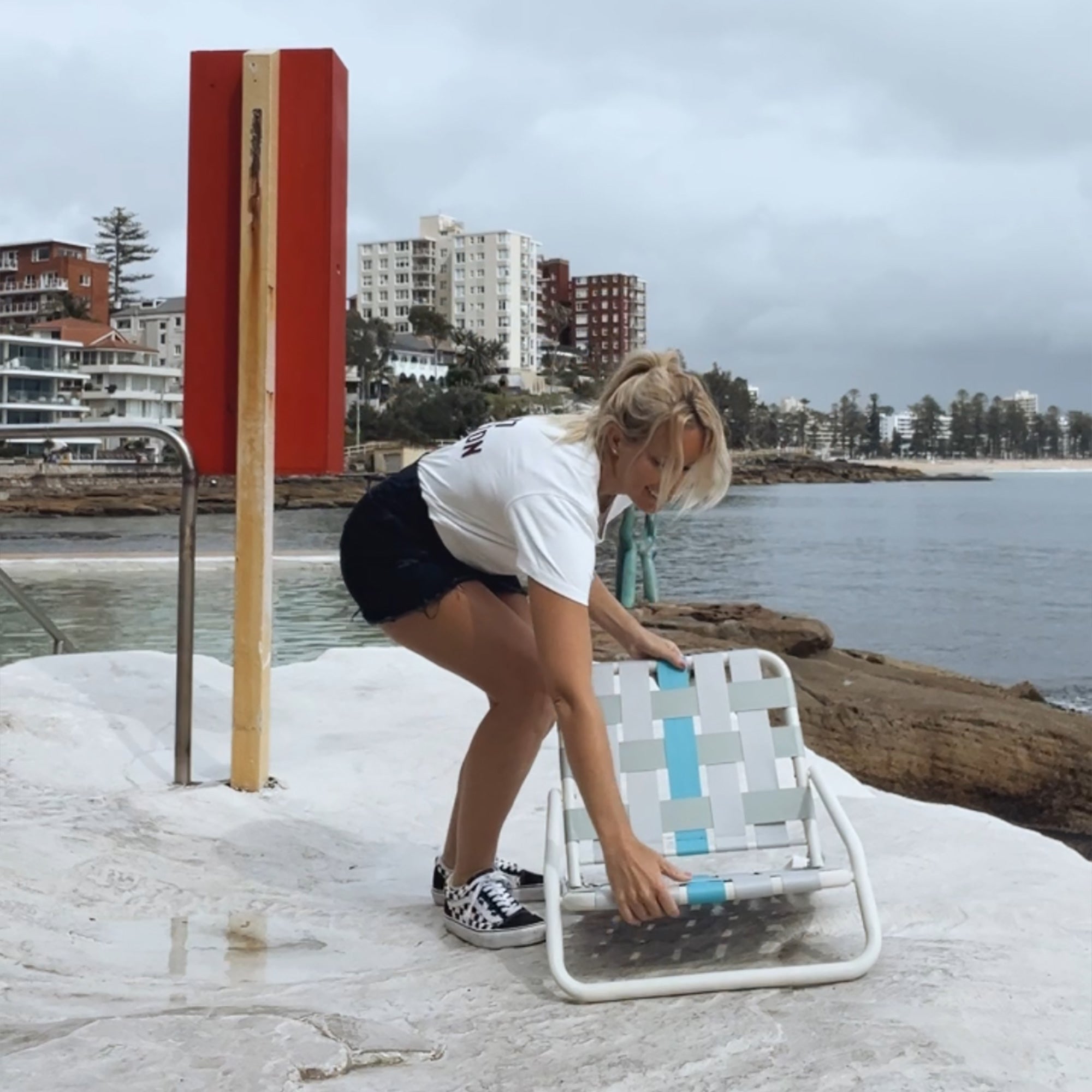 Designer Beach Chair-Blue Grey