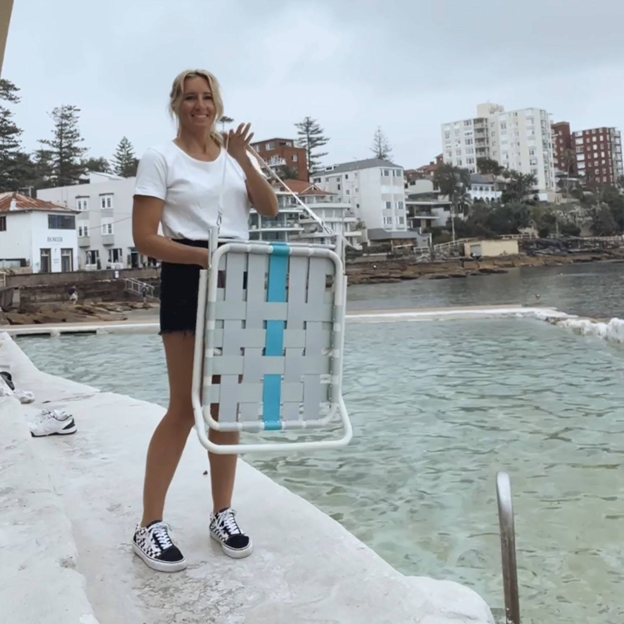 Designer Beach Chair-Blue Grey