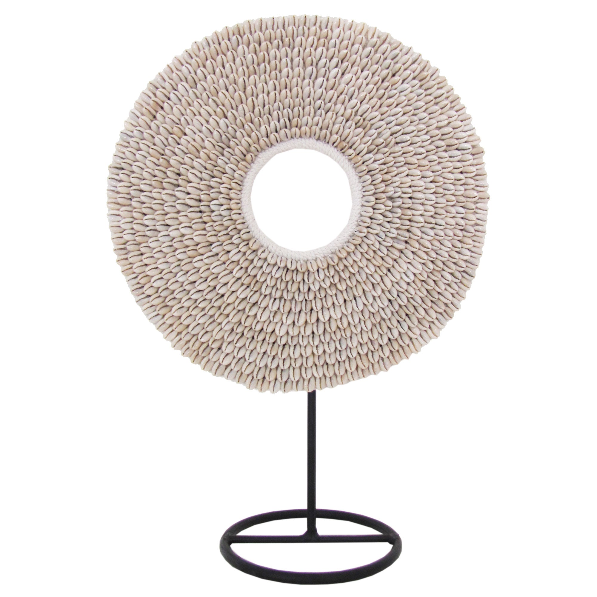 Tribal Shell Decor Stand-Beige Cowrie Shells-Medium