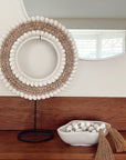 Tribal Shell Decor Stand-White and Beige Cowrie Shells-Medium