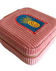 Small Corduroy Jewellery Box-Pink Pineapple
