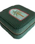 Small Corduroy Jewellery Box-Teal Palm