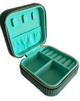 Small Corduroy Jewellery Box-Teal Palm