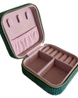 Small Corduroy Jewellery Box-Teal Check Palm