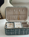 Large Tweed Jewellery Box-Light Blue