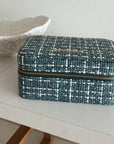 Large Tweed Jewellery Box-Light Blue