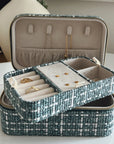 Large Tweed Jewellery Box-Light Blue