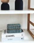 Large Tweed Jewellery Box-Light Blue