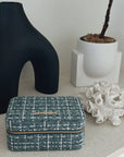 Large Tweed Jewellery Box-Light Blue