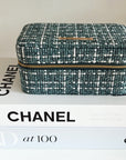 Large Tweed Jewellery Box-Light Blue
