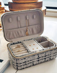 Large Tweed Jewellery Box-Cream