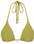 Triangle Bikini Top-Embossed Geo Palms Olive