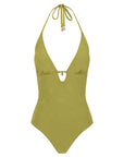 Cutout One Piece-Embossed Geo Palms Olive