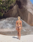 Bandeau Bikini Bottom-Embossed Chocolate Shells