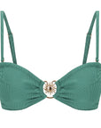 Bandeau Bikini Top-Embossed Green Shells