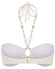 Bandeau Bikini Top-Ribbed Ivory Shell Strap