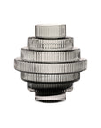 Ribbed Layered Wide Glass Vase-Medium-Grey