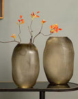Embossed Glass Vase-Medium-Coffee