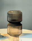 Ribbed Designer Vase-Medium-Champagne