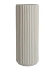 Ribbed Ceramic Vase-Beige-XXXL
