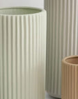 Ribbed Ceramic Vase-Beige-XXXL