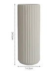 Ribbed Ceramic Vase-Beige-XXXL