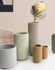 Ribbed Ceramic Vase-Sage-XL