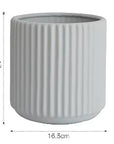 Ribbed Ceramic Vase-Grey-L