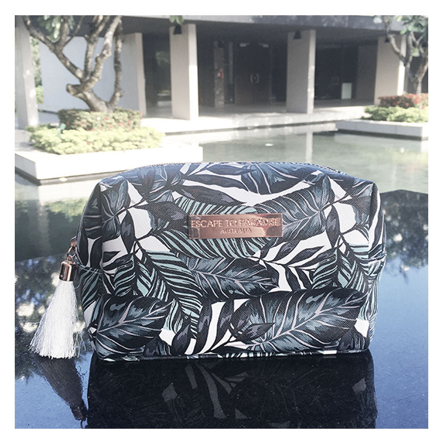 Saffiano Rectangle Boxy Cosmetic Bag-Atoll