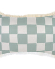 Cushion Cover-Coastal Fringe-Check Seafoam-35cm x 50cm