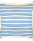 Cushion Cover-Coastal Fringe-Hampton Stripe Pale Blue-45cm x 45cm