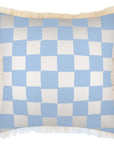 Cushion Cover-Coastal Fringe-Check Blue White-60cm x 60cm