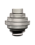 Ribbed Layered Wide Glass Vase-Medium-Grey