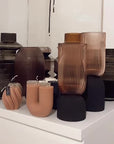 Ribbed Hourglass Vase-Large-Champagne