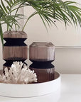 Ribbed Designer Vase-Medium-Champagne