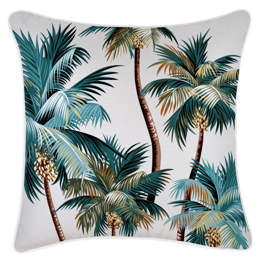 Cushion Cover w/ Piping Palm Trees White 45cm x 45cm – Escape to