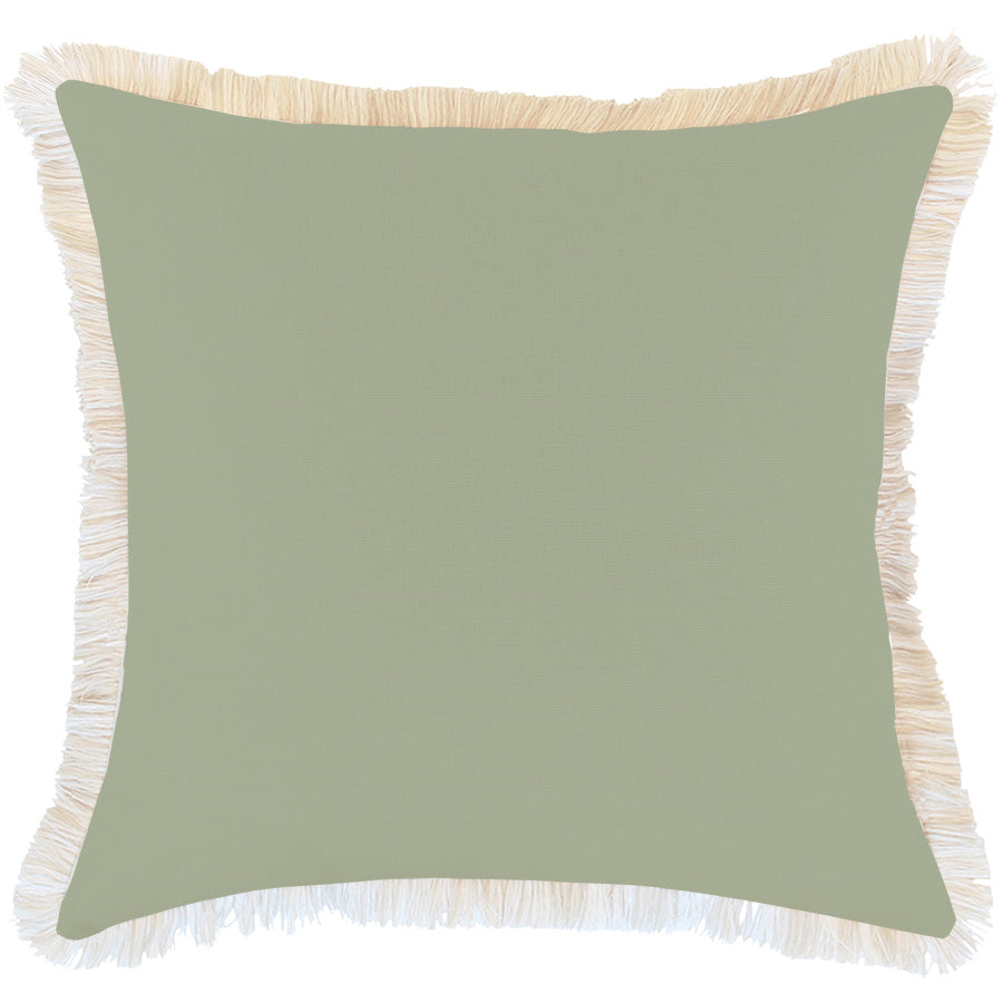 Cushion Cover-Coastal Fringe-Solid-Sage-35cm x 50cm main image 1
