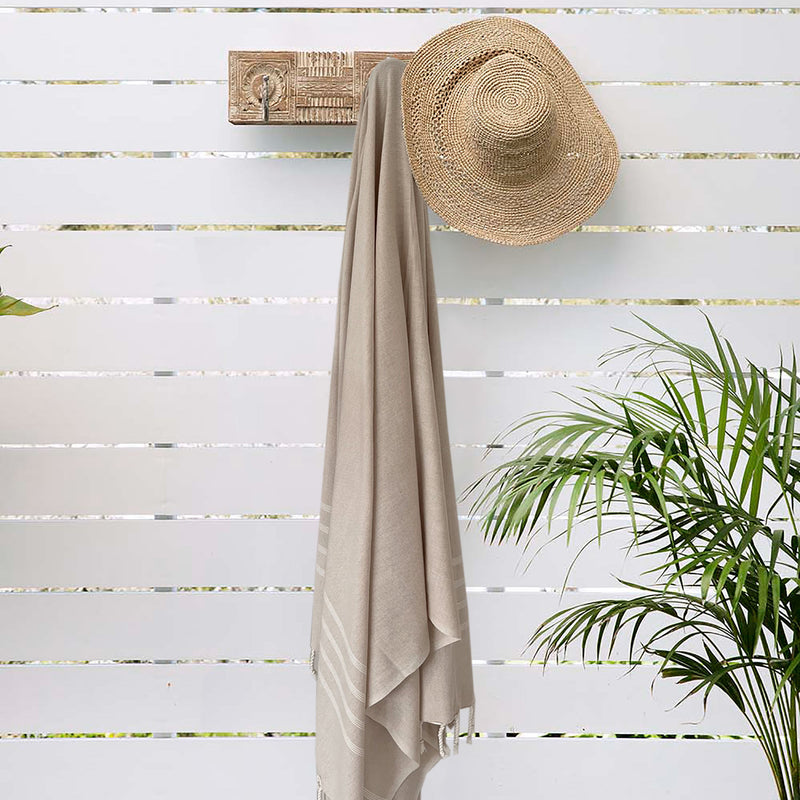 Bamboo Turkish Towel-Beige Stripe