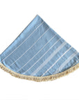 Round Bamboo Turkish Towel-Blue Stripe