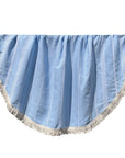 Round Bamboo Turkish Towel-Blue Stripe