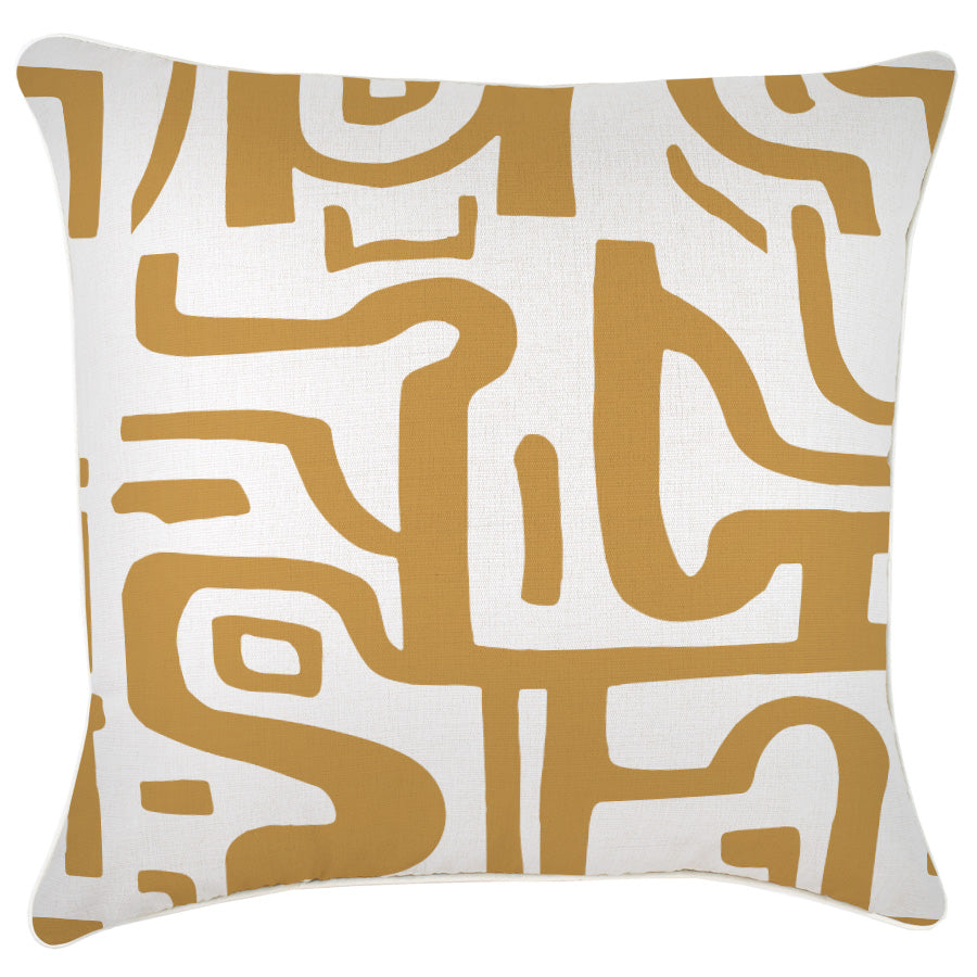 Cushion Cover-With Piping-Canggu Mustard-60cm x 60cm