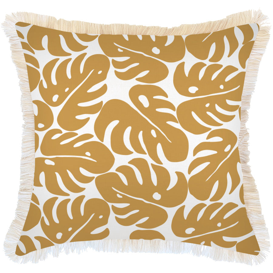Cushion Cover-Coastal Fringe-Martinique Mustard-60cm x 60cm