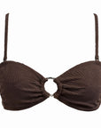 Bandeau Bikini Top-Embossed Chocolate Shells