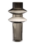 Ribbed Layered Tall Glass Vase-Large-Grey