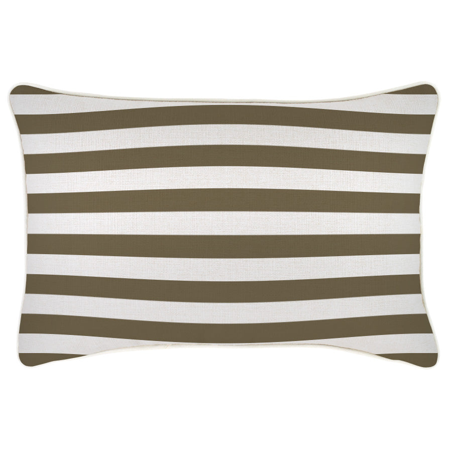 Cushion Cover-Coastal Piping-Villa Stripe Cactus-35cm x 50cm