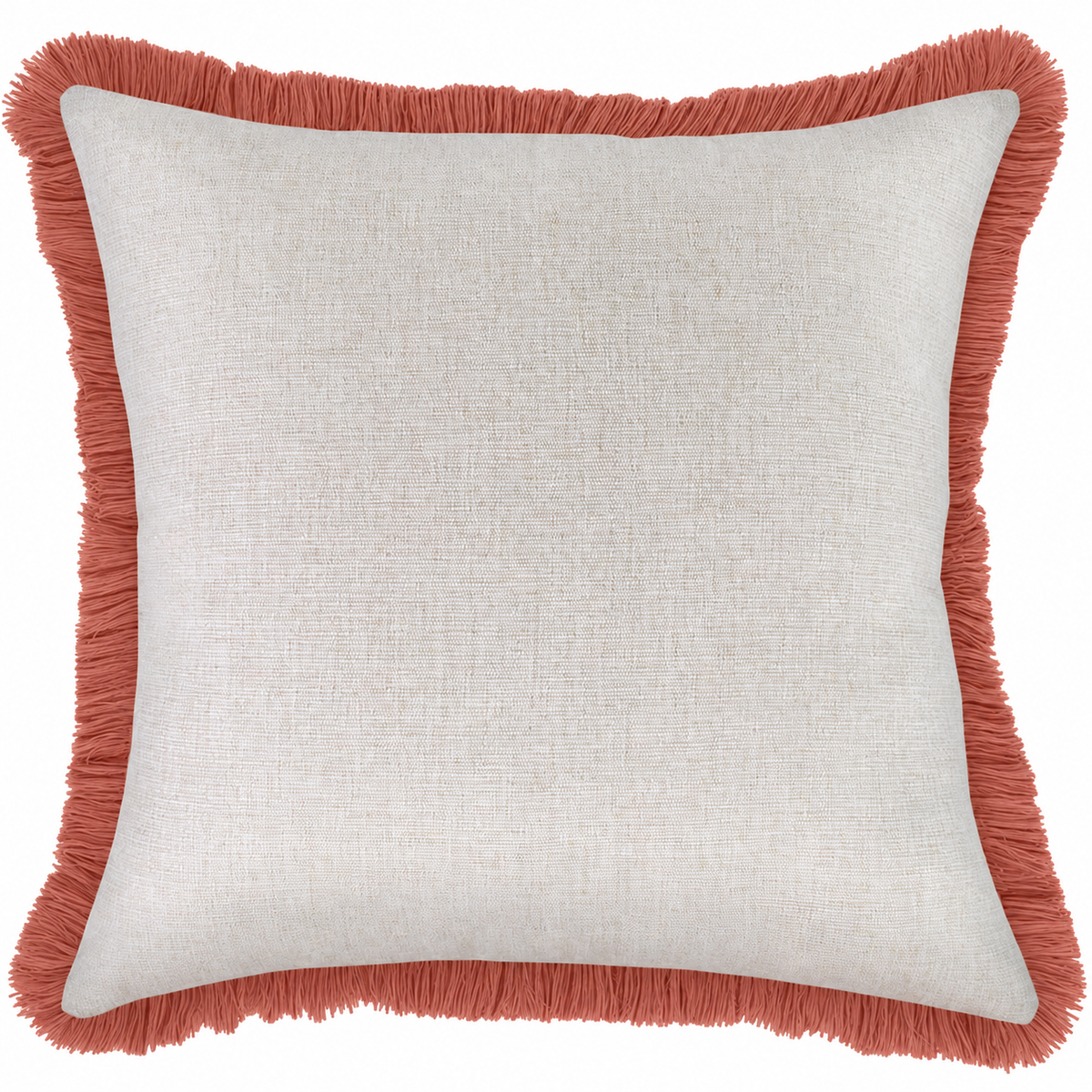 Cushion Cover-Coastal Fringe Coral-Solid Natural-60cm x 60cm