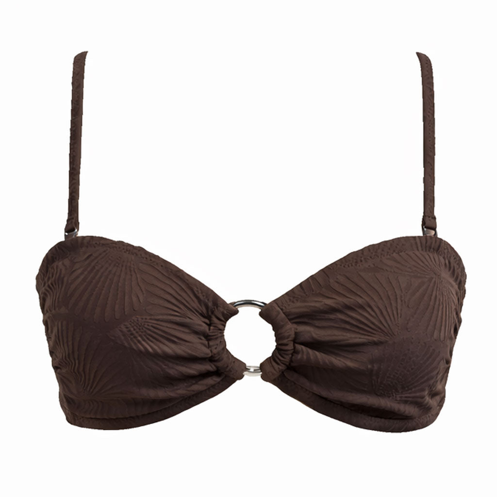 Bandeau Bikini Top-Embossed Chocolate Shells