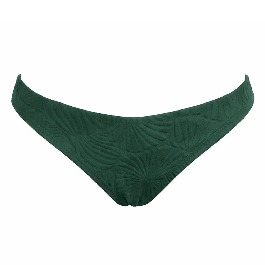 Bandeau Bikini Bottom-Embossed Green Shells